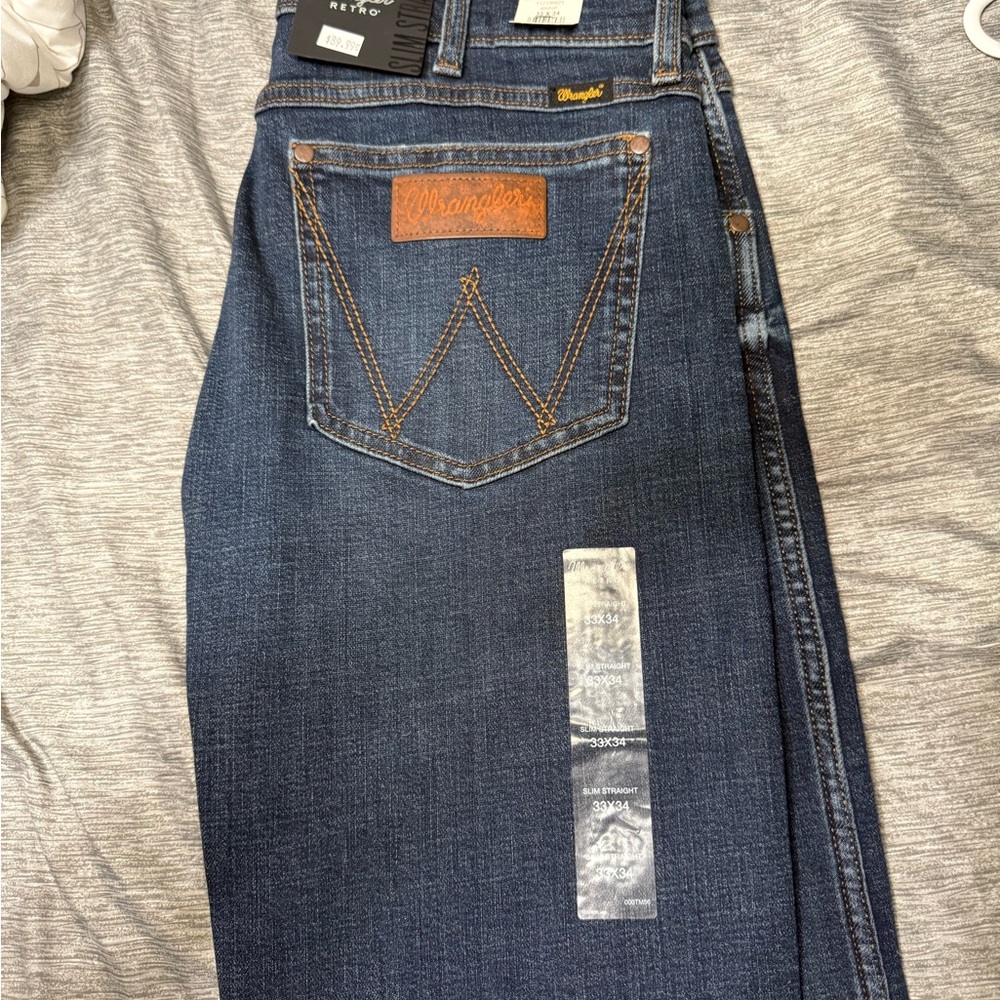 New Wrangler Blue Bootcut Jeans Classic 33x34